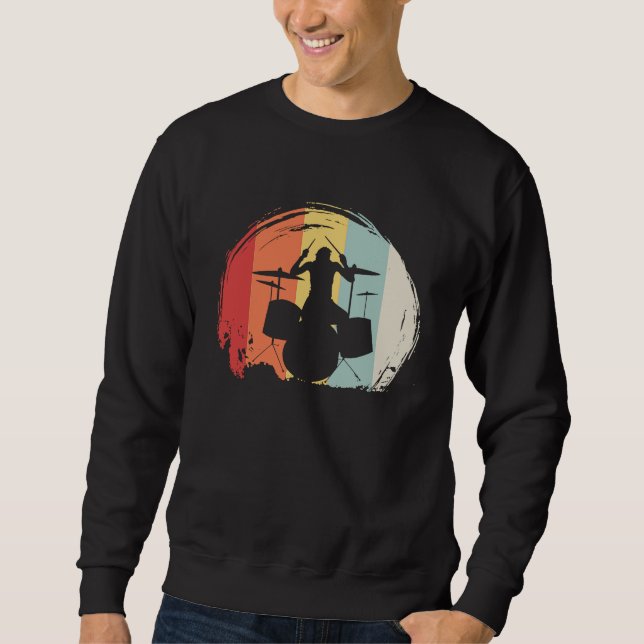 Sweatshirt Drummer Retro 60s 70s Style Drum Set (Devant)