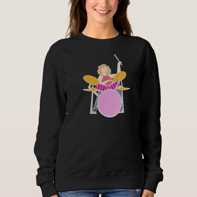Sweatshirt Drummer Woman Design for Band Musicians (Devant)