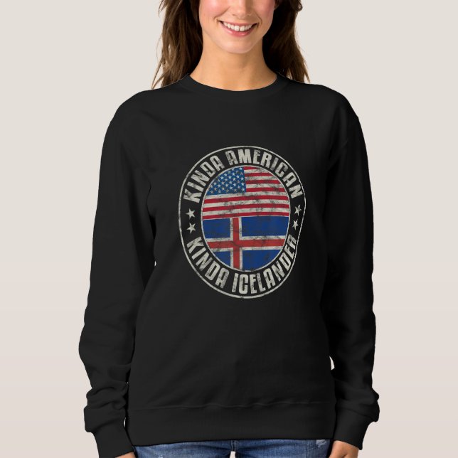 Sweatshirt Dual Citizenship American Icelander Iceland Usa Fl (Devant)