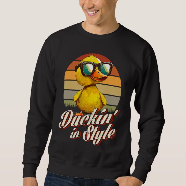 Sweatshirt Duckin' En Caoutchouc Jaune Style Ducky aime Canar (Devant)