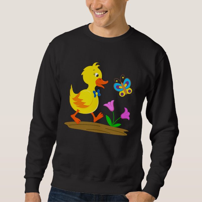 Sweatshirt Duckling and butterfly cute baby duck (Devant)