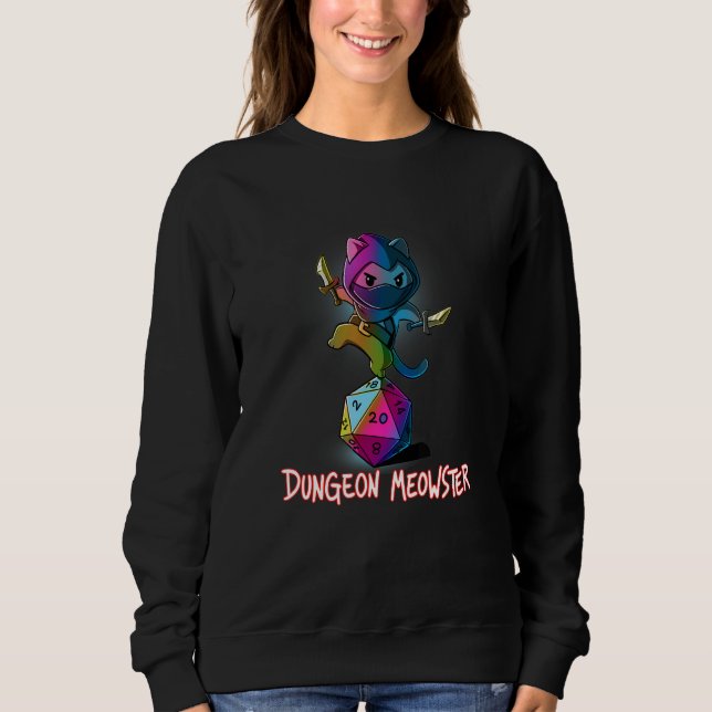 Sweatshirt Dungeon Meowster Tabletop Gamer Nerdy Cat D20 RPG (Devant)