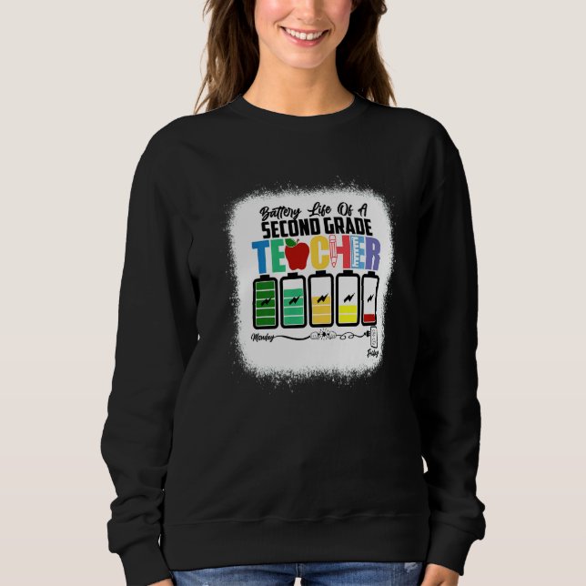 Sweatshirt Durée de vie de la batterie d'un professeur de CE1 (Devant)
