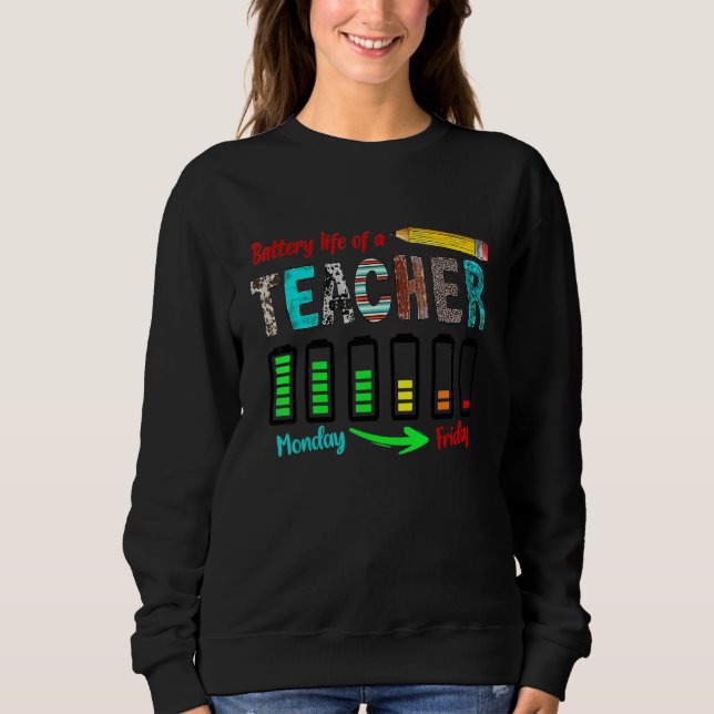Sweatshirt Durée de vie de la batterie d'un professeur du lun (Devant)