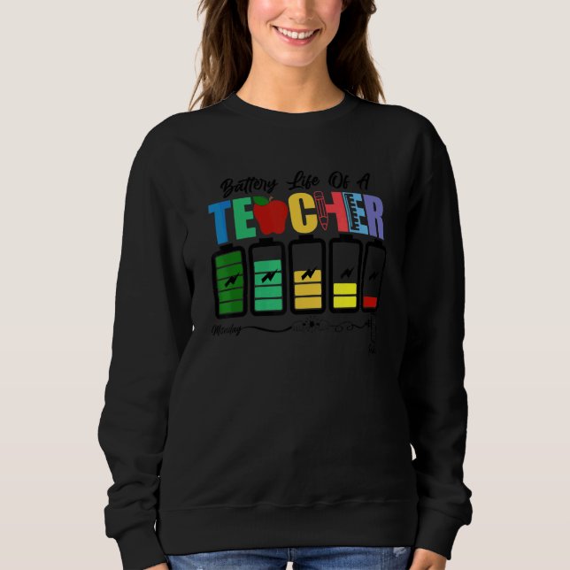 Sweatshirt Durée de vie de la batterie d'un professeur  La vi (Devant)