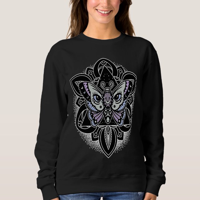 Sweatshirt E Girl Occult Aesthetic Moth Pastel Goth Occult Wi (Devant)