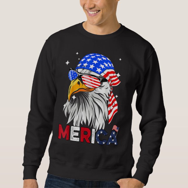Sweatshirt Eagle American Flag 4th of July Merica Men Woman U (Devant)