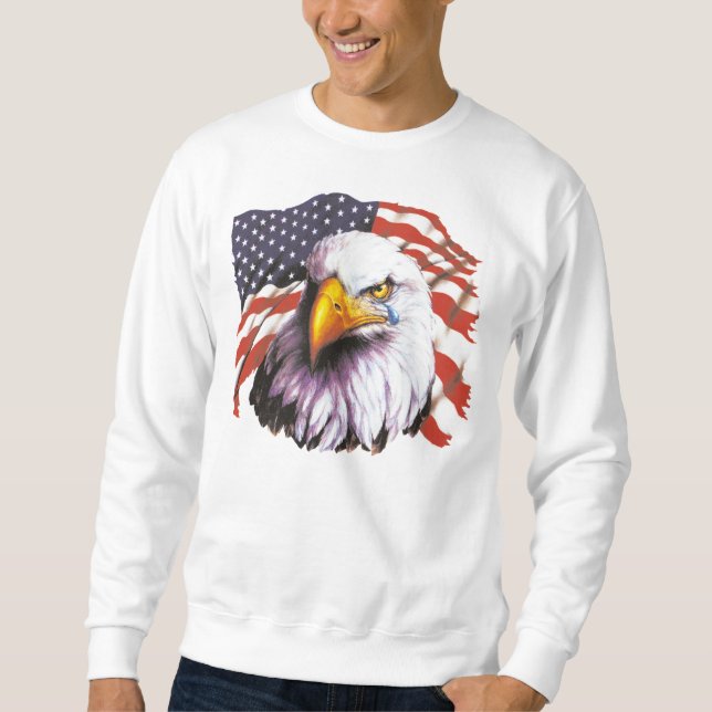 Sweatshirt Eagle chauve avec une larme - drapeau des (Devant)