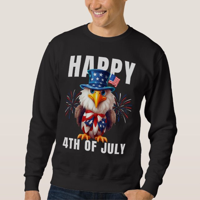 Sweatshirt Eagle Happy 4th Of July Patriotic American (Devant)