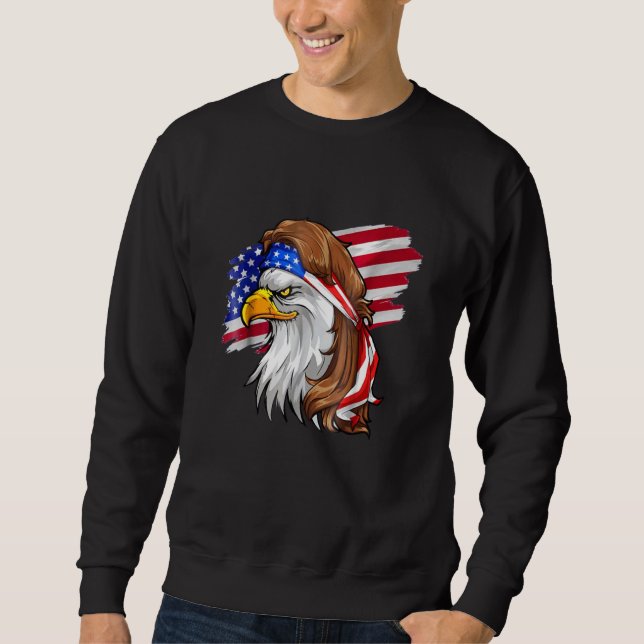 Sweatshirt Eagle Mulle Hommes 4 juillet Drapeau Américain (Devant)