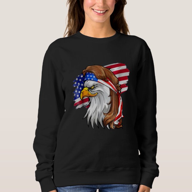Sweatshirt Eagle Mulle Hommes 4 juillet Drapeau Américain (Devant)