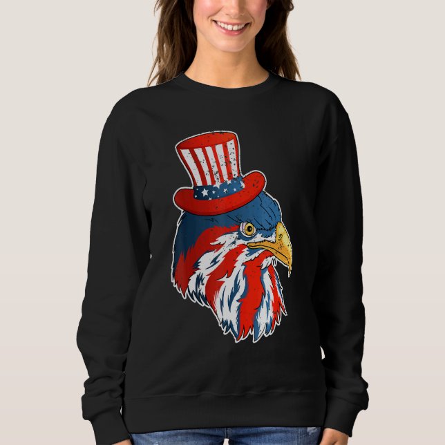 Sweatshirt Eagle Mullet 4 juillet avec drapeau américain (Devant)