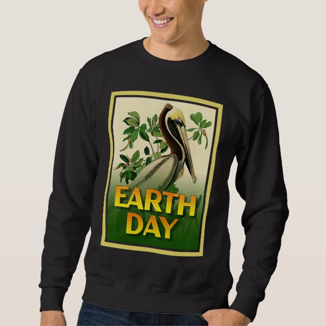 Sweatshirt Earth Day Brown Pelican Bird    Set 1 (Devant)