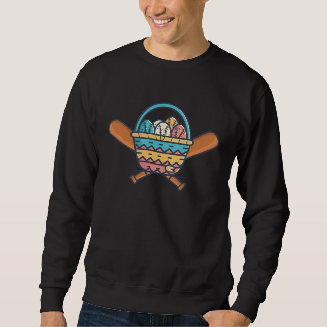 Sweatshirt Easter Basket Baseball Bat Baseball Easter (Devant)