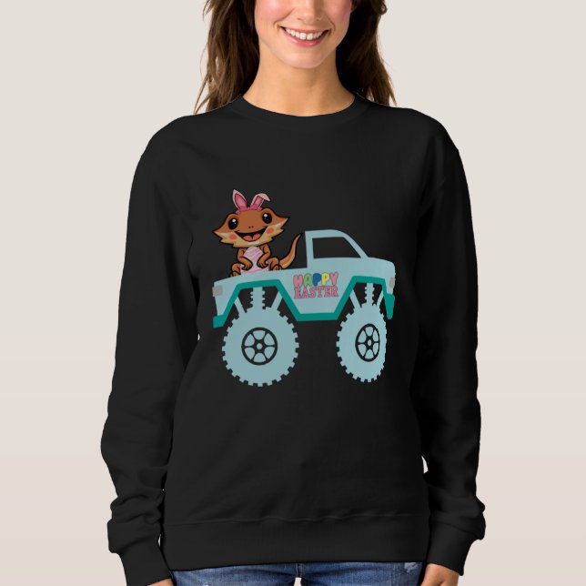 Sweatshirt Easter Bearded Dragon Bunny Riding Monster Truck T (Devant)