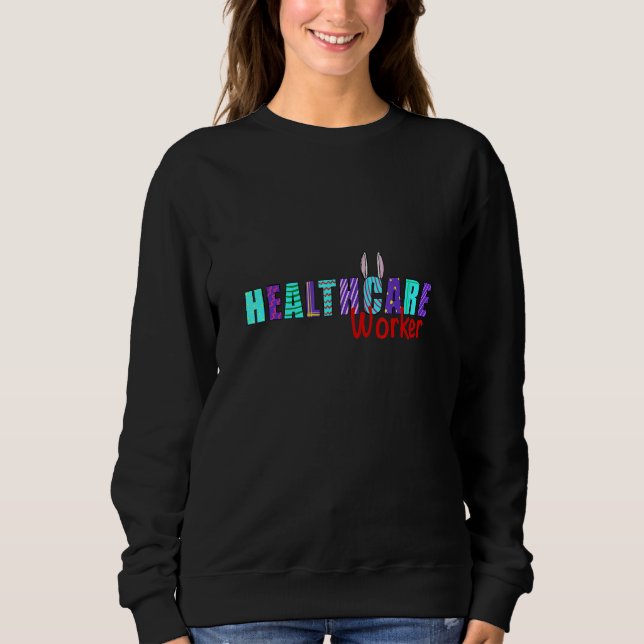 Sweatshirt Easter Bunnies Healthcare  Women Easter Day Eggs L (Devant)