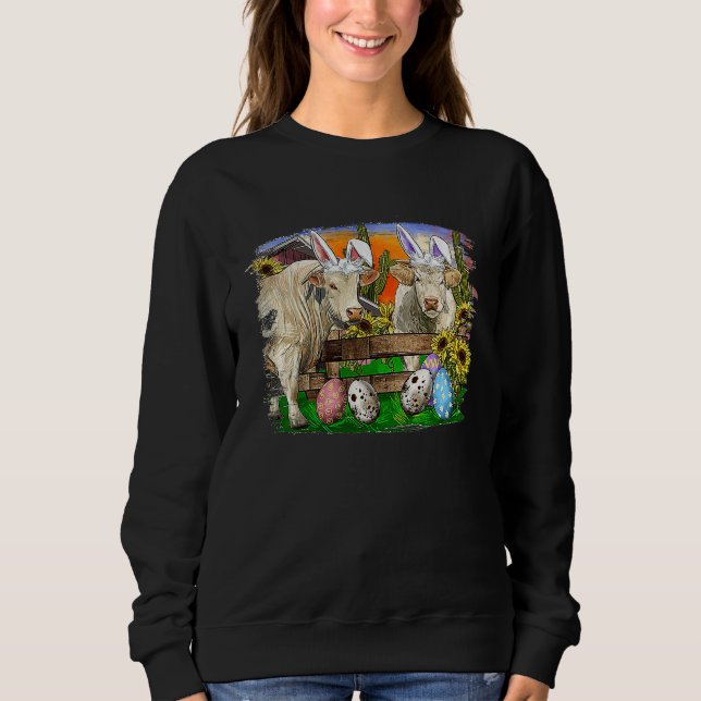 Sweatshirt Easter Bunny COw Happy Easter Cow Happy Easter Hei (Devant)