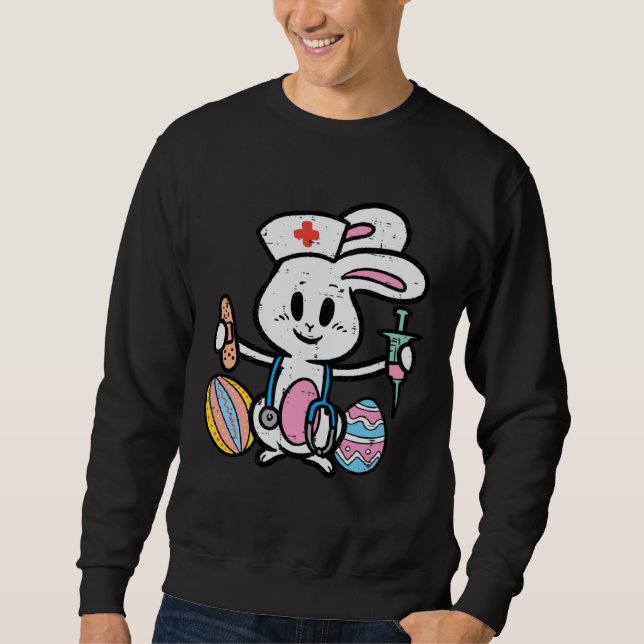 Sweatshirt Easter Bunny Nurse Stethoscope Cute Rabbit Scrub T (Devant)