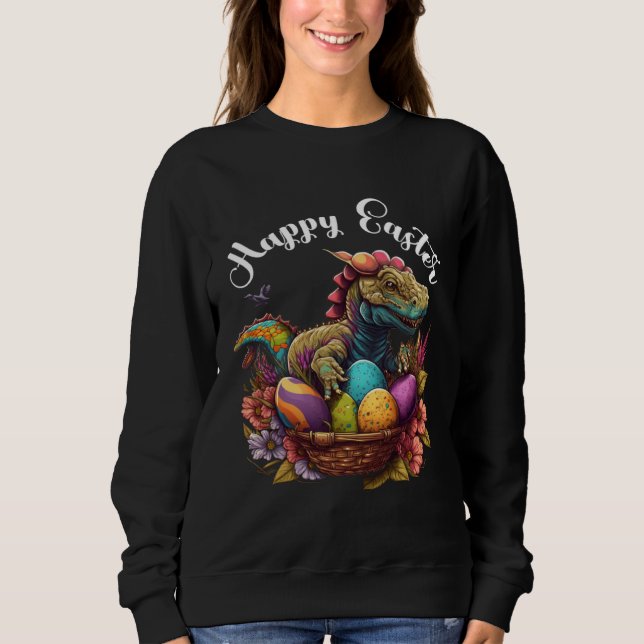 Sweatshirt Easter Eggs Dino Rex Happy Easter Egg Happy Easter (Devant)