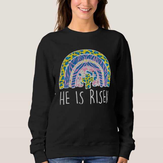 Sweatshirt Easter He Is Risen Jesus Religious Christian Women (Devant)