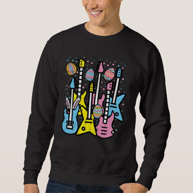 Sweatshirt Easter Rocker Guitars Rock Music Men Boys Kids Tee (Devant)