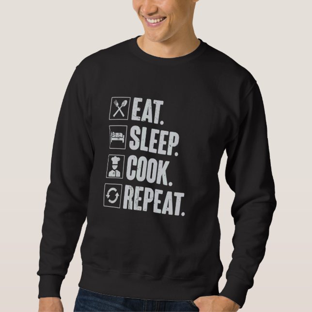 Sweatshirt Eat Sleep Cook Repeat   Retro Cook Cooking Chef (Devant)