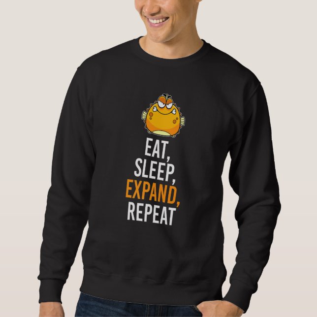 Sweatshirt Eat Sleep Expand Repeate Blowfish Poisson (Devant)