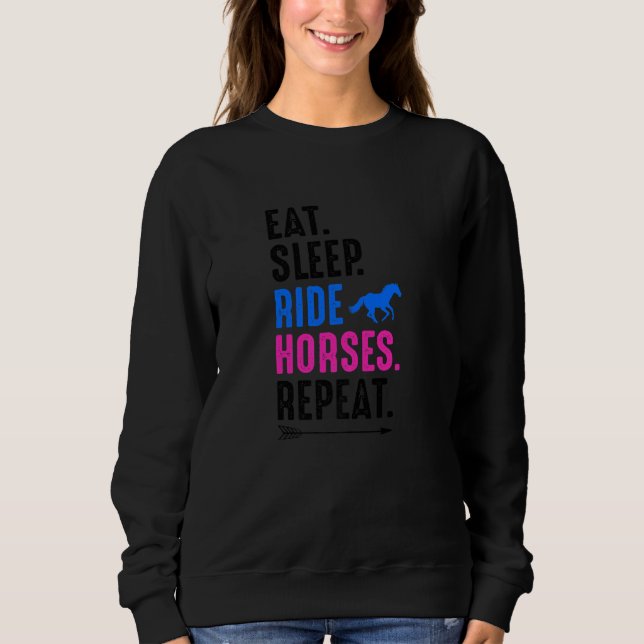 Sweatshirt Eat Sleep Ride Horses Repeat Equestrian Farmer Hor (Devant)