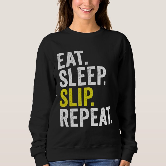 Sweatshirt Eat Sleep Slip Repeat Cricket (Devant)