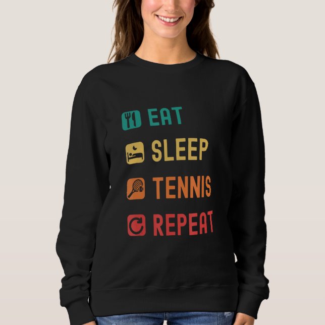Sweatshirt Eat sleep Tennis repeat with tick check boxes (Devant)