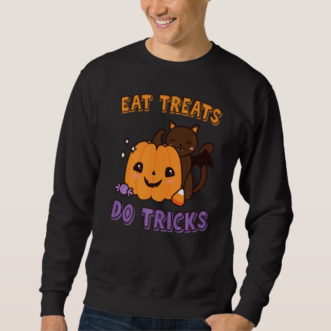 Sweatshirt Eat Traitements Do Tricks Halloween Scary Skeleton (Devant)