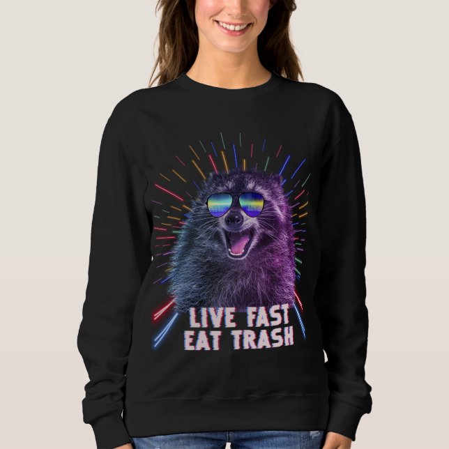 Sweatshirt Eat Trash Raccoon Panda Rave Old School Pilot Sung (Devant)