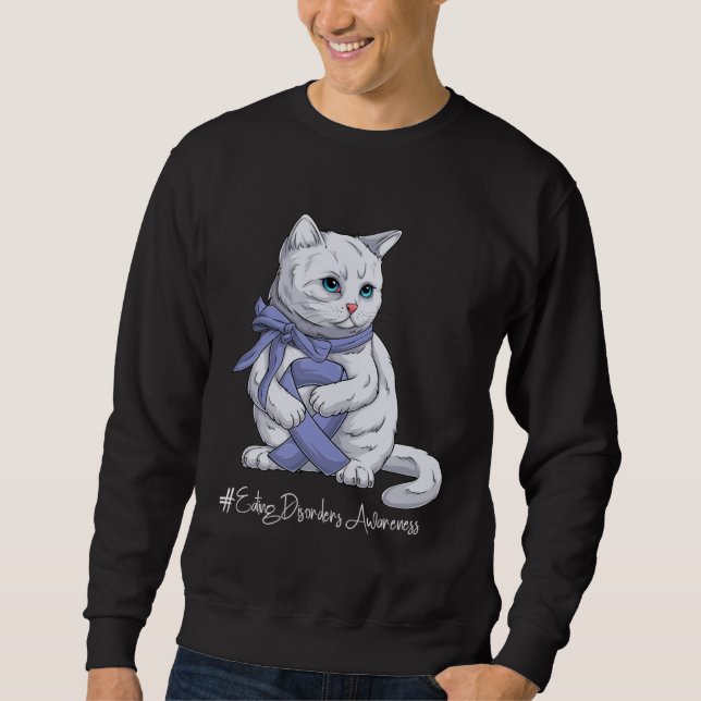 Sweatshirt Eating Disorders Awareness Month Orange Ribbon Cat (Devant)