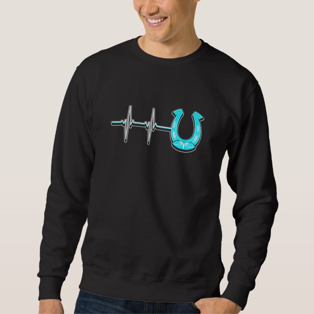 Sweatshirt Ecg Heartbeat Graphic Horse Lover Equestrian Rider (Devant)