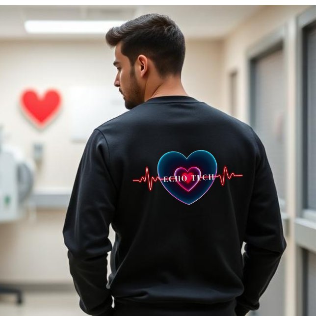 Sweatshirt Echo Tech | Battement de cœur | Cœur avec ECG (Echo Tech | Heartbeat | Heart with EKG Sweatshirt)