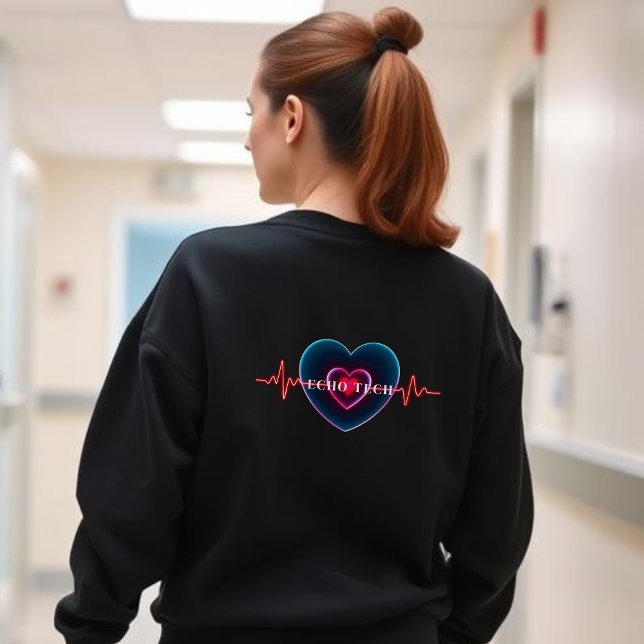 Sweatshirt Echo Tech | Bouton | Coeur avec EKG (Echo Tech | Heartbeat | Heart with EKG Sweatshirt)