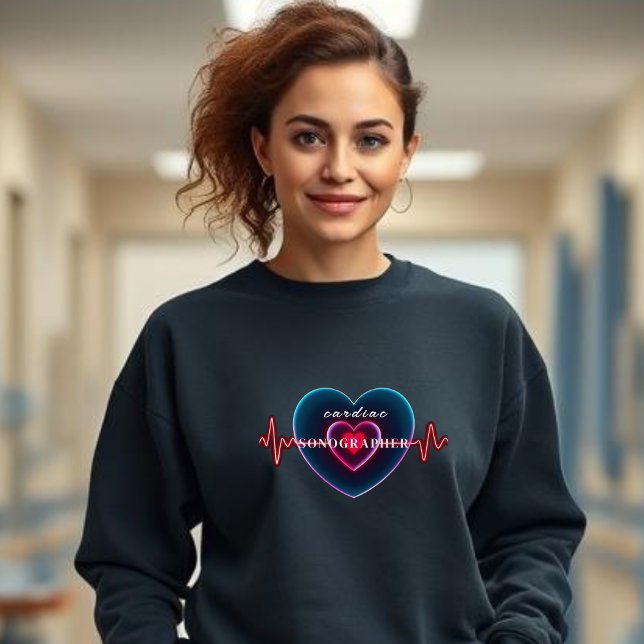 Sweatshirt Échocardiographiste | Battement de cœur | Cœur ave (Cardiac Sonographer | Heartbeat | Heart with EKG Sweatshirt)