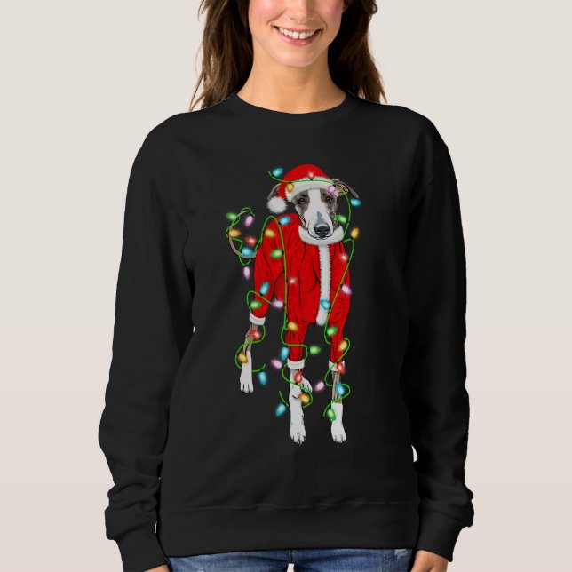 Sweatshirt Éclairage de Noël Greyhound Santa Hat Greyhound Ch (Devant)