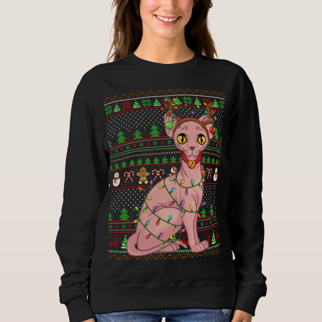 Sweatshirt Éclairage de style doux Xmas Sphynx Chat Christ (Devant)