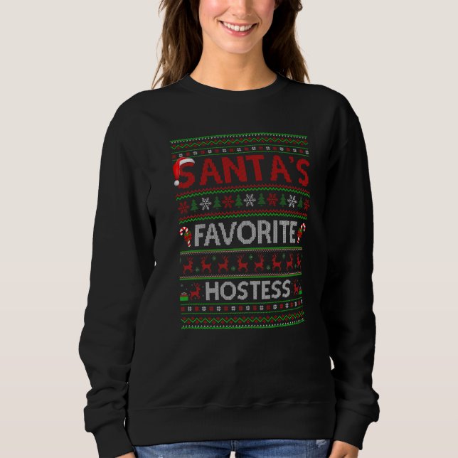 Sweatshirt Éclairage Xmas laid Père Noël S Favorite Hostess C (Devant)