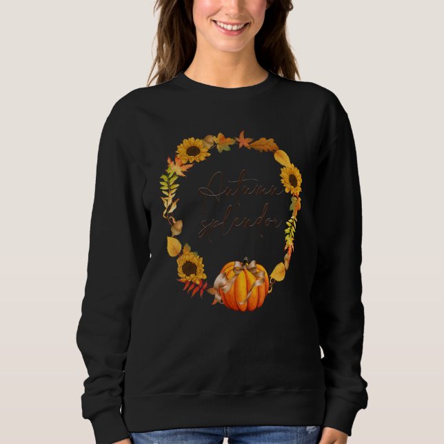 Sweatshirt Éclat d'Automne Jolies Feuilles d'Automne Citrouil (Devant)