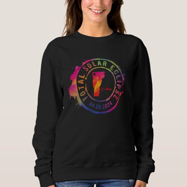Sweatshirt Éclipse solaire totale 2024 États-Unis Vermont St  (Devant)