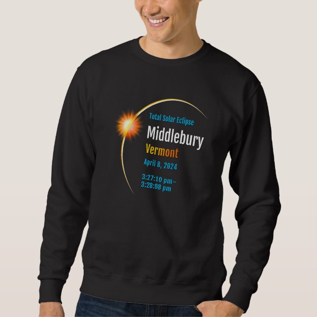 Sweatshirt Éclipse solaire totale à Middlebury Vermont VT 202 (Devant)
