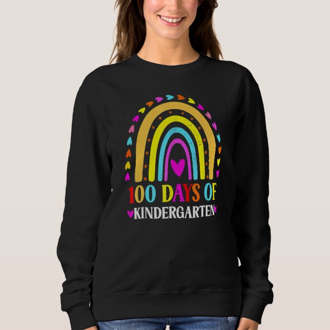 Sweatshirt École 100th Day Rainbow 100 Days Of Kindergarten (Devant)