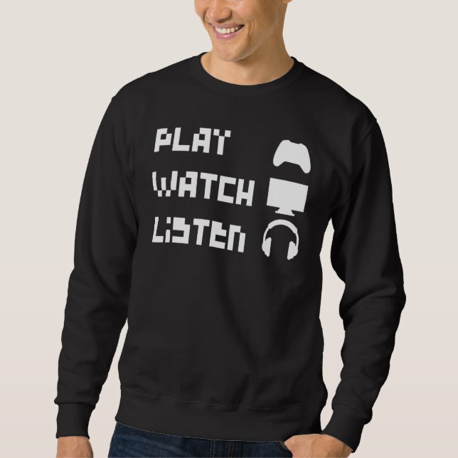 Sweatshirt Écouter Retro 8 bits Contrôleur casque (Devant)