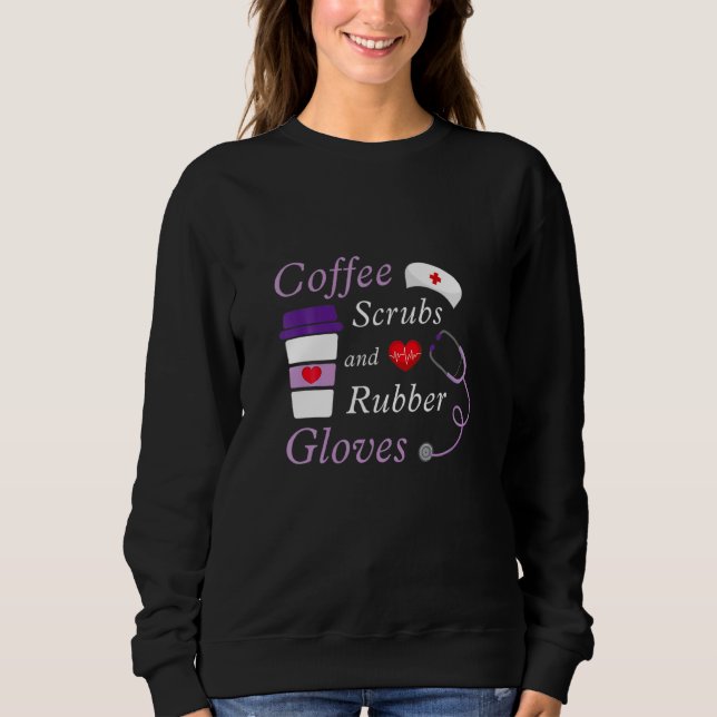 Sweatshirt Écrans De Café Et Gants En Caoutchouc Infirmière M (Devant)