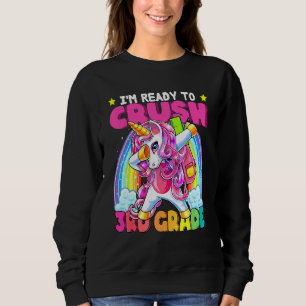 Sweatshirt Écraser 3e Année Dabbing Unicorn Retour À L'École 