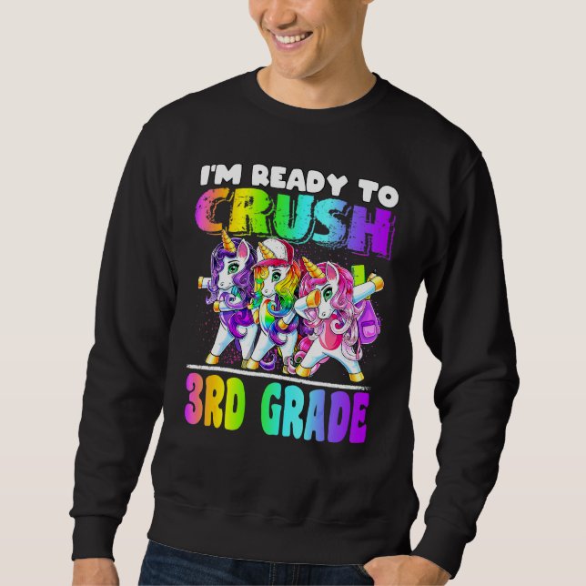 Sweatshirt Écraser La 3E Année Dabbing Unicorne Retour À L'Éc (Devant)