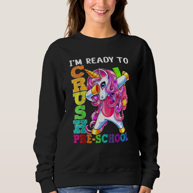 Sweatshirt Écraser Les Filles Unicorne Dabbing De La Préscola (Devant)