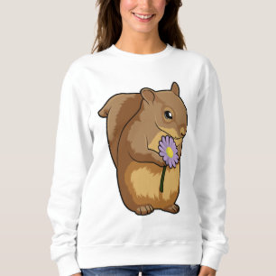 Sweatshirt Écureuil à fleurs violettes